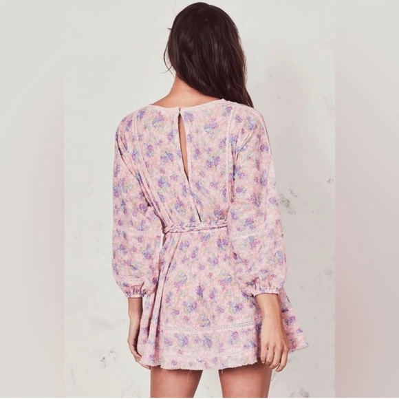 NWT LoveShackFancy Pink Floral Noelle Mini Dress - Picture 4 of 8